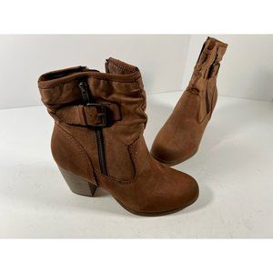Steve Madden Womens Trysten Ankle Boots Booties Brown Straps Buckle Zip 9